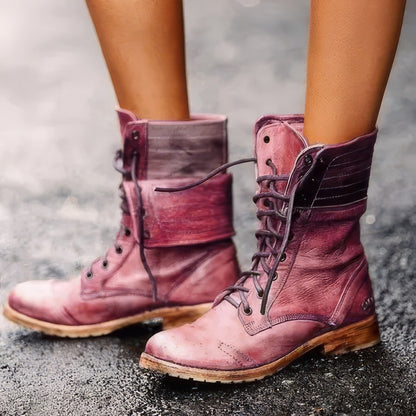 Birgit - Zeitlose und gemütliche Retro-Lederstiefel