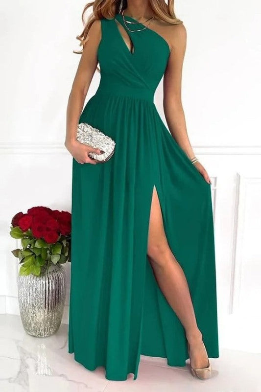 Elegantes langes Abendkleid mit asymmetrischem Design auf einer Schulter