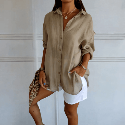 Lange Bluse für Frauen - Stylisch - Lockere Passform, Knopfverschluss - Perfekt für Sommertage