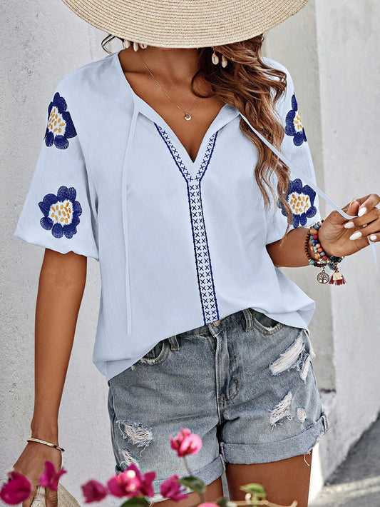Zenya Bestickte Boho-Bluse