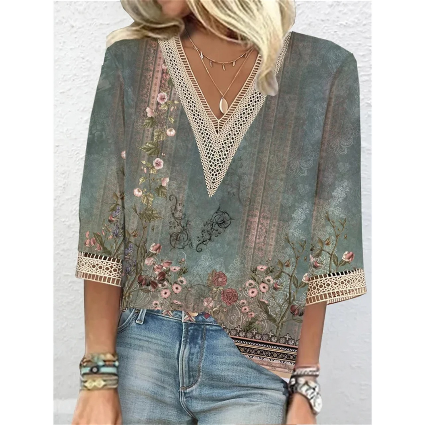 MonLu - Bluse mit V-Ausschnitt