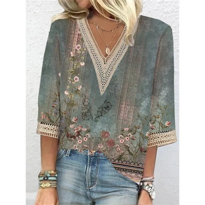 MonLu - Bluse mit V-Ausschnitt