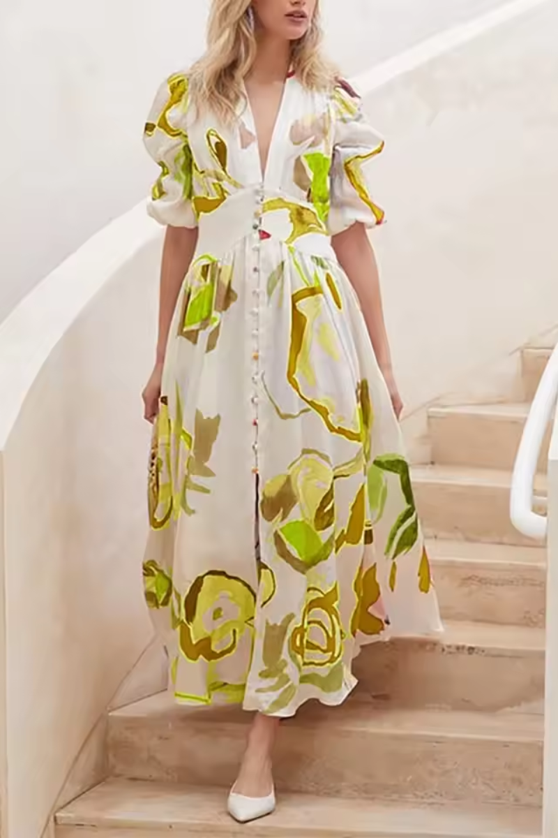 Isla | Bedrucktes langes Strandkleid für Frauen