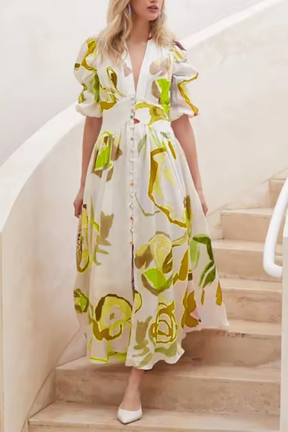 Isla | Bedrucktes langes Strandkleid für Frauen