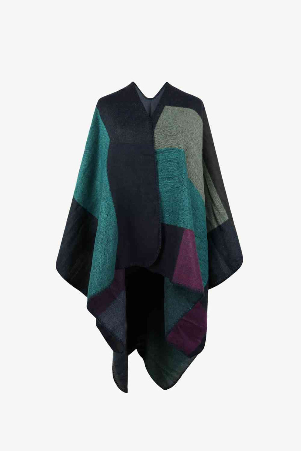 Leuchtender Poncho mit offener Vorderseite und mehrfarbigen Einsätzen