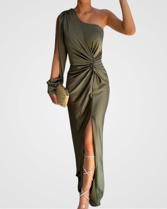 Elegantes asymmetrisches Cocktailkleid mit einem Ärmel für Damen