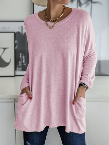 Lockere Bluse mit Tasche für den alltäglichen Auftritt