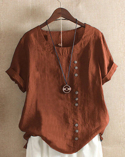 Carmella | Stylische Bluse mit Rundhalsausschnitt und Knöpfen
