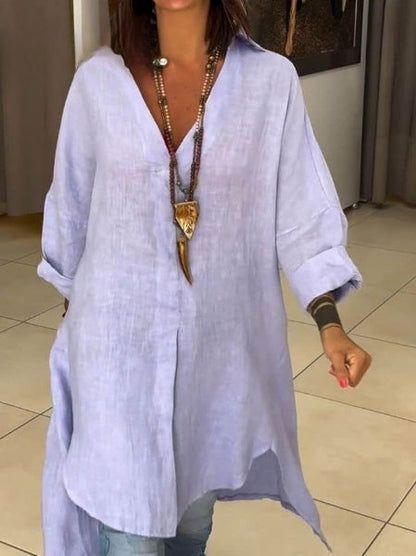 Damenhemdkleid aus Baumwollleinen für die Freizeit