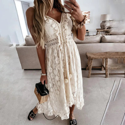 Boho-Spitzenkleid mit Quasten