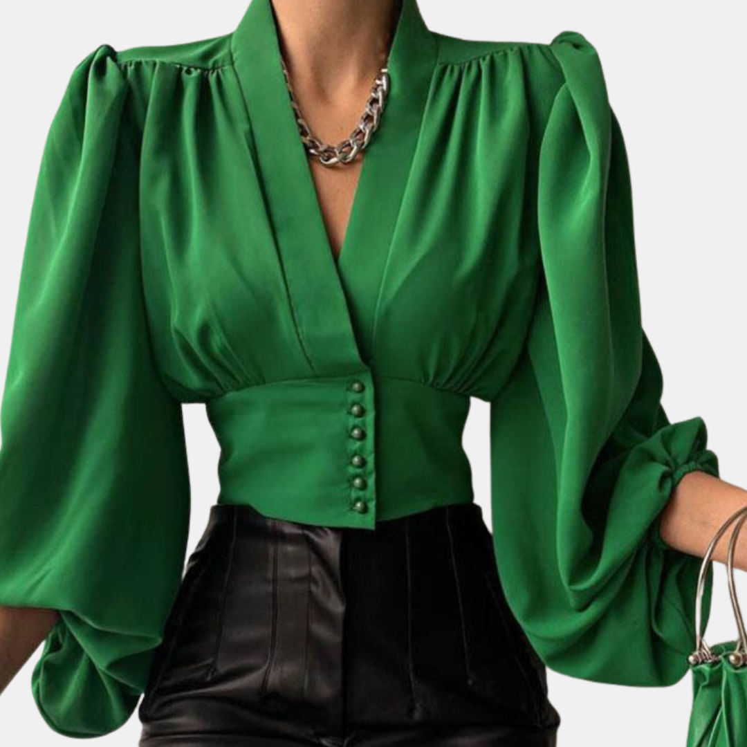 Alondra - Bluse mit modischen Puffärmeln und V-Ausschnitt
