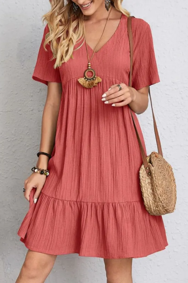 Chloe | Damen V-Ausschnitt Rüschenkleid