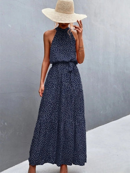 Bestseller-Overallkleid mit Trägern und halbhohem Ausschnitt mit wellenförmigem Punktprint