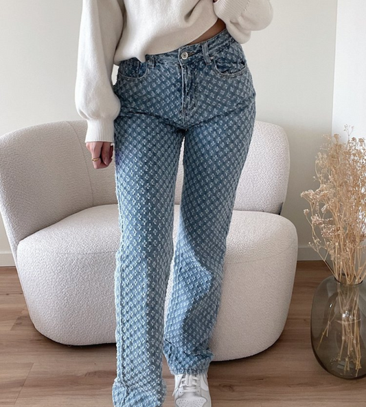 Luna | Denim Print Hose | Komfort & Stil | Strapazierfähige Baumwolle