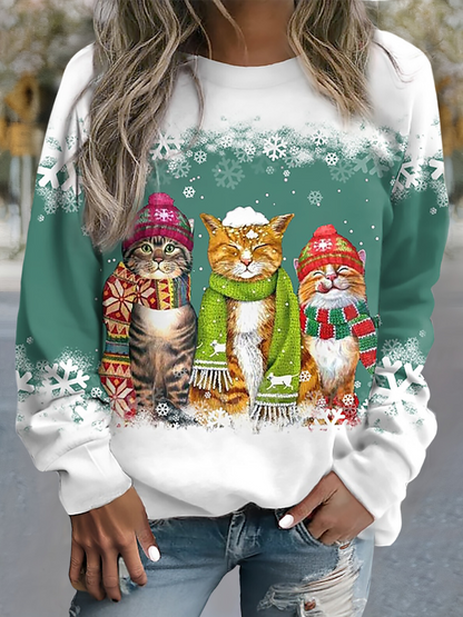 Whiskers™ | Warmes Wintertop mit Schneekatzenprint