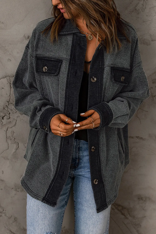 Jacke mit Kontrasteinsätzen und elegantem Kragen
