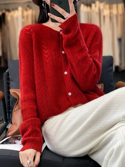 Elegante Strickjacke mit Rundhalsausschnitt