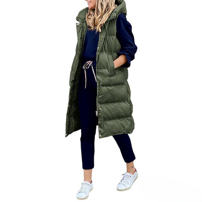 Brandy - Langer ärmelloser Wintermantel für Damen