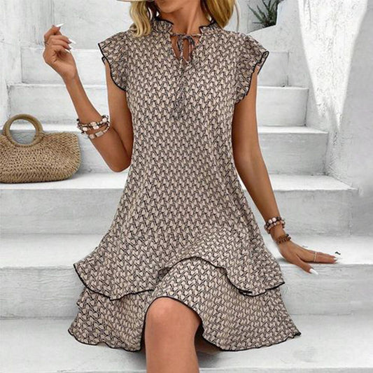 Peri - Braunes ärmelloses Retro-Minikleid