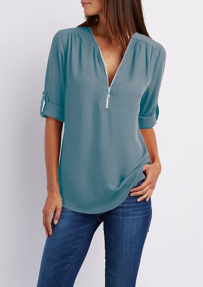 Leona | Elegante Bluse mit V-Ausschnitt für Frauen