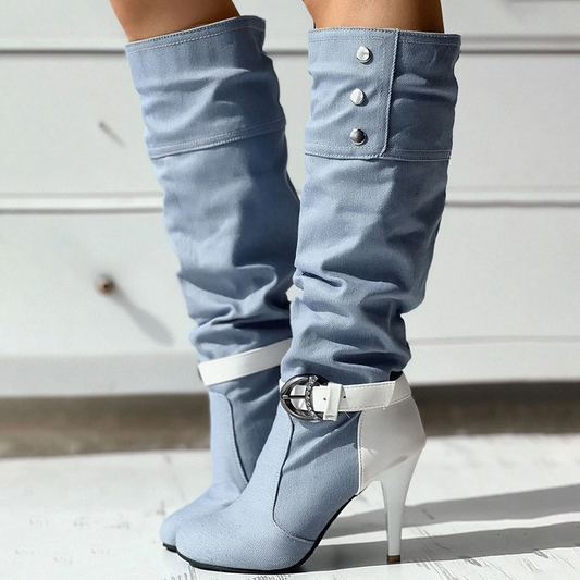 Hohe Patchwork-Stiefel für Frauen - Luzey