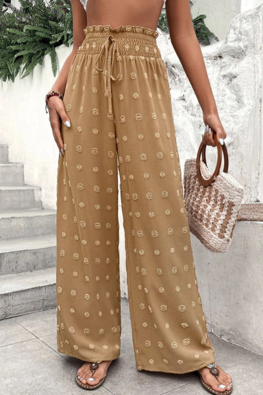 hochtaillierte Jacquard-Hose mit weitem Bein