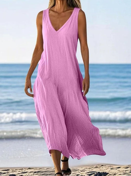 Langes ärmelloses Kleid für jeden Tag