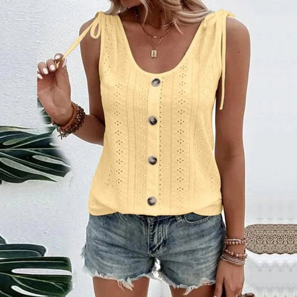 Stylisches Damen-Top mit Knöpfen und Ausschnitten