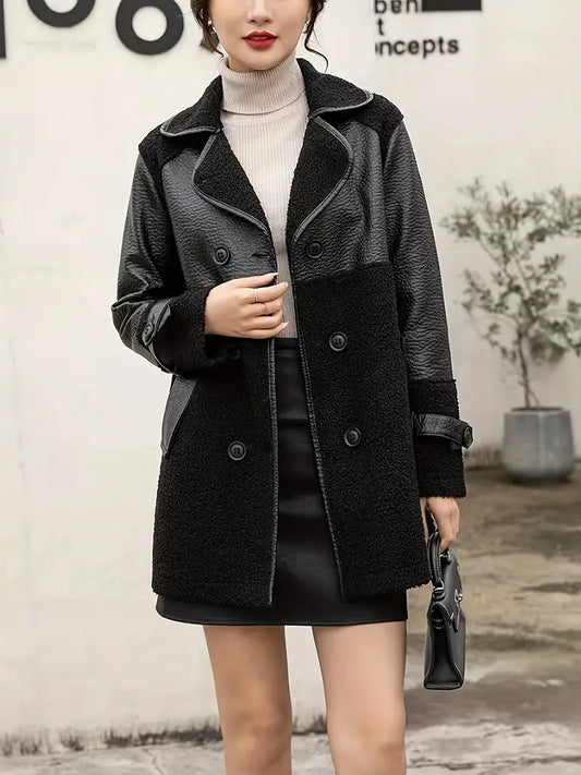 Zweireihige PU-Lederjacke