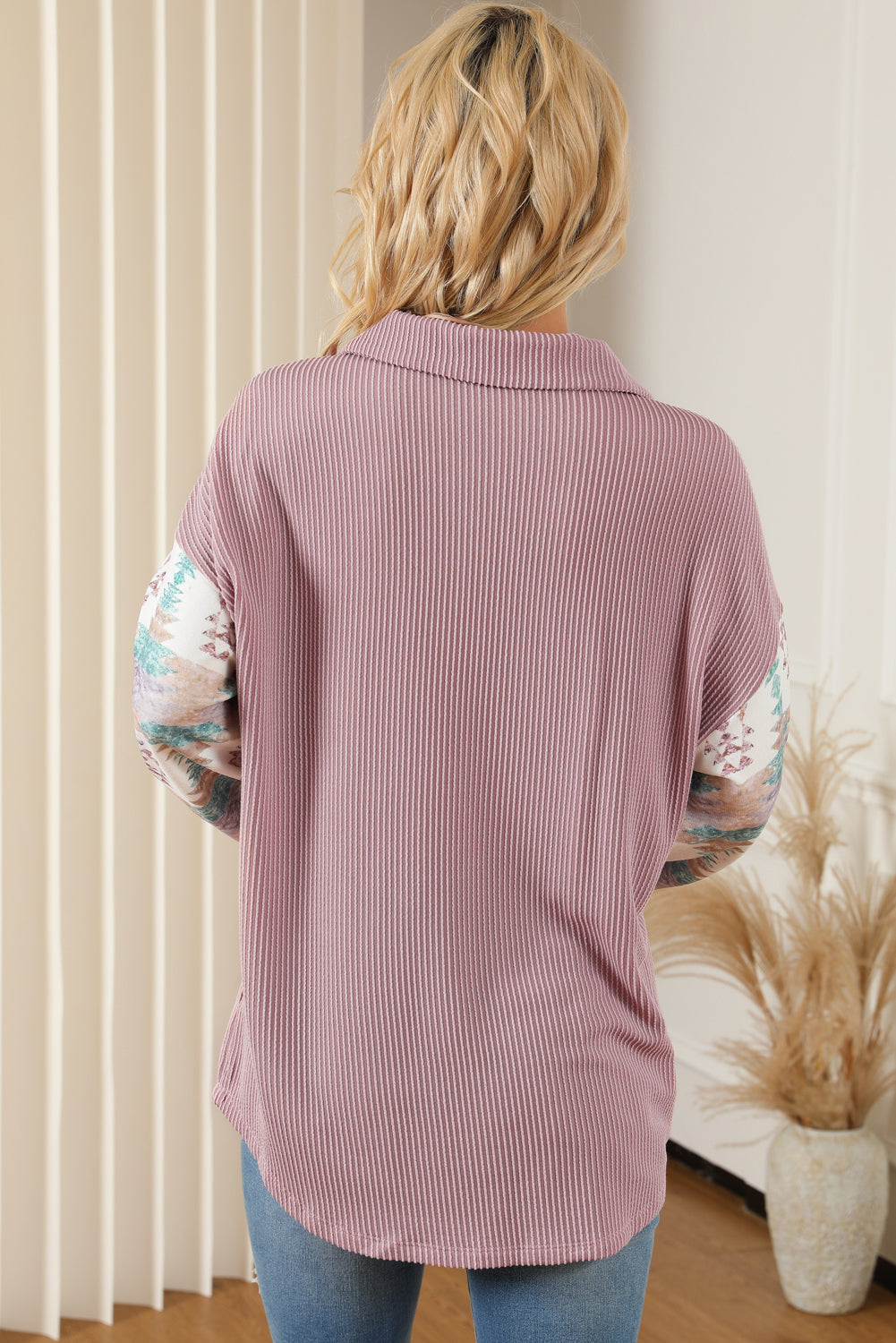 Aureen | Boho rosa Cord-Hemdjacke