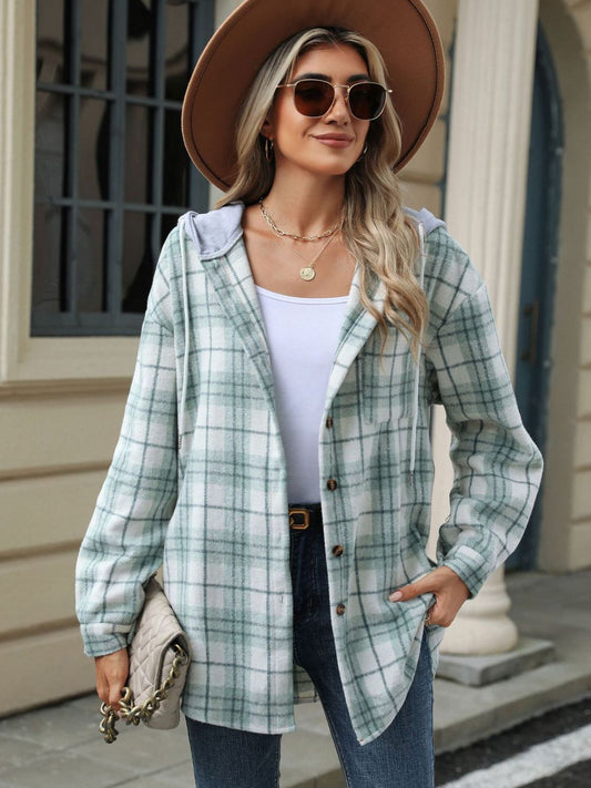 Mara - Kapuzenjacke mit Karomuster und Kordelzug für Damen