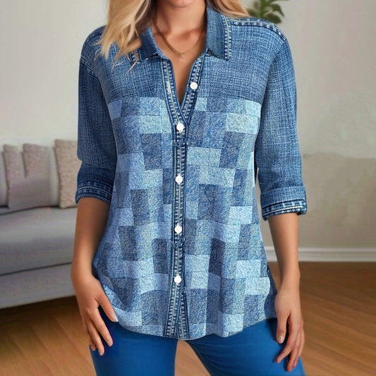 THEA | Karierte Vintage-Bluse