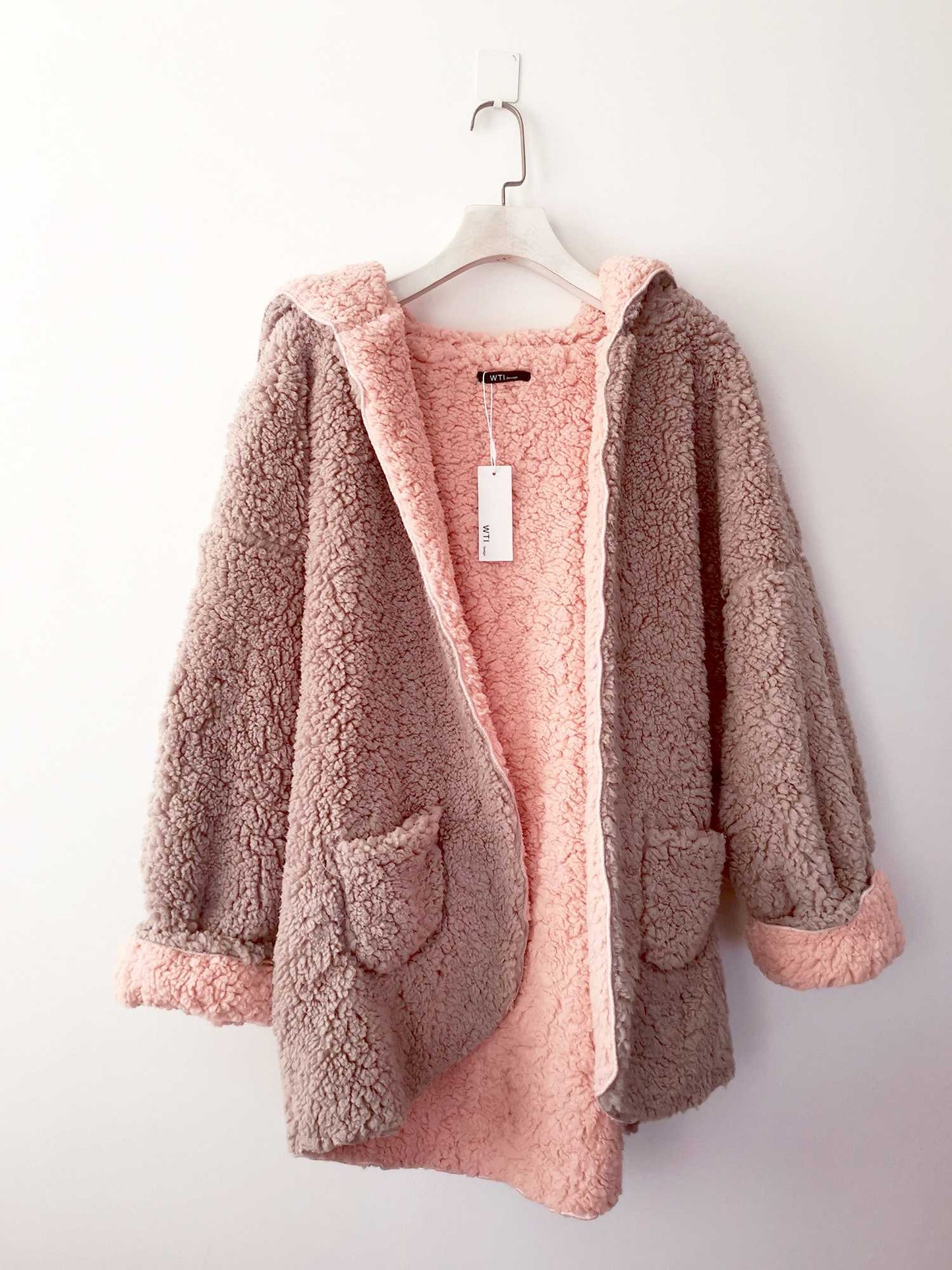 Kuschelige, reversible Oversize-Kapuzenjacke