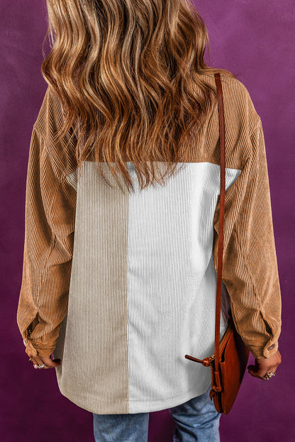 Madoka | Klassische mehrfarbige Hemdjacke aus Cord in Übergröße