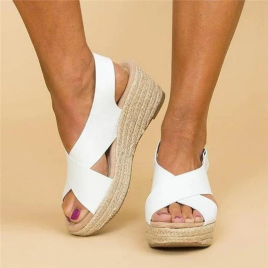 Georgina® | Damen-Keilabsatz-Sandalen mit gekreuzten Riemen