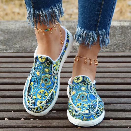 Damenschuhe aus Canvas mit Blumendruck