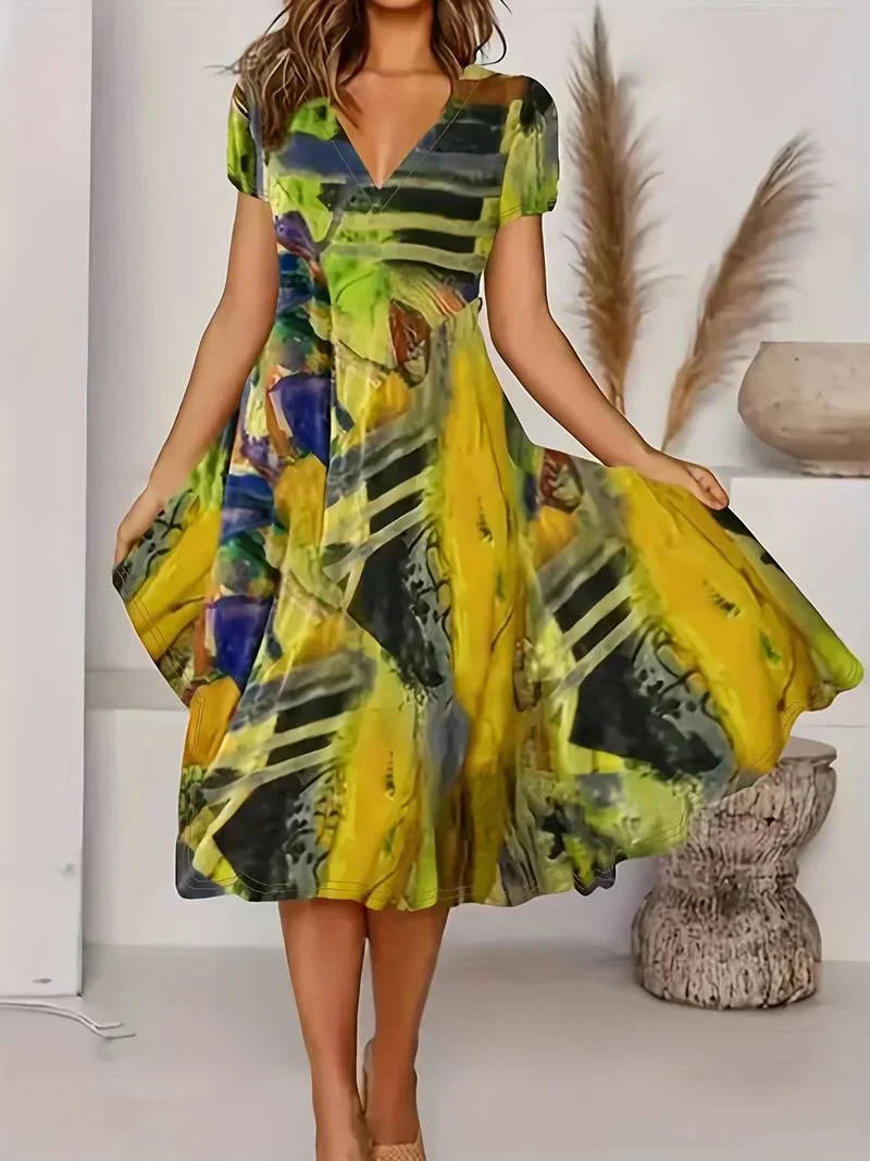 Adaline - Sommerliches Boho-Kleid mit V-Ausschnitt
