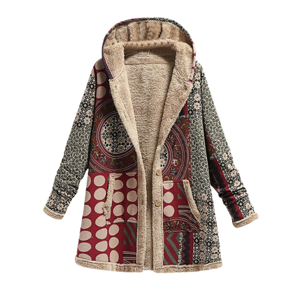 Luxuriöse, elegante, warme Schaffell-Patchwork-Kapuzenjacke für Damen