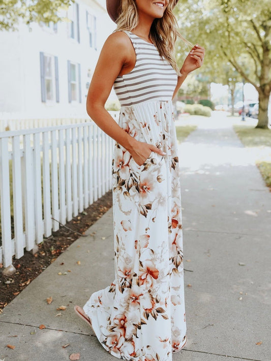 Gestreiftes + geblümtes Maxikleid