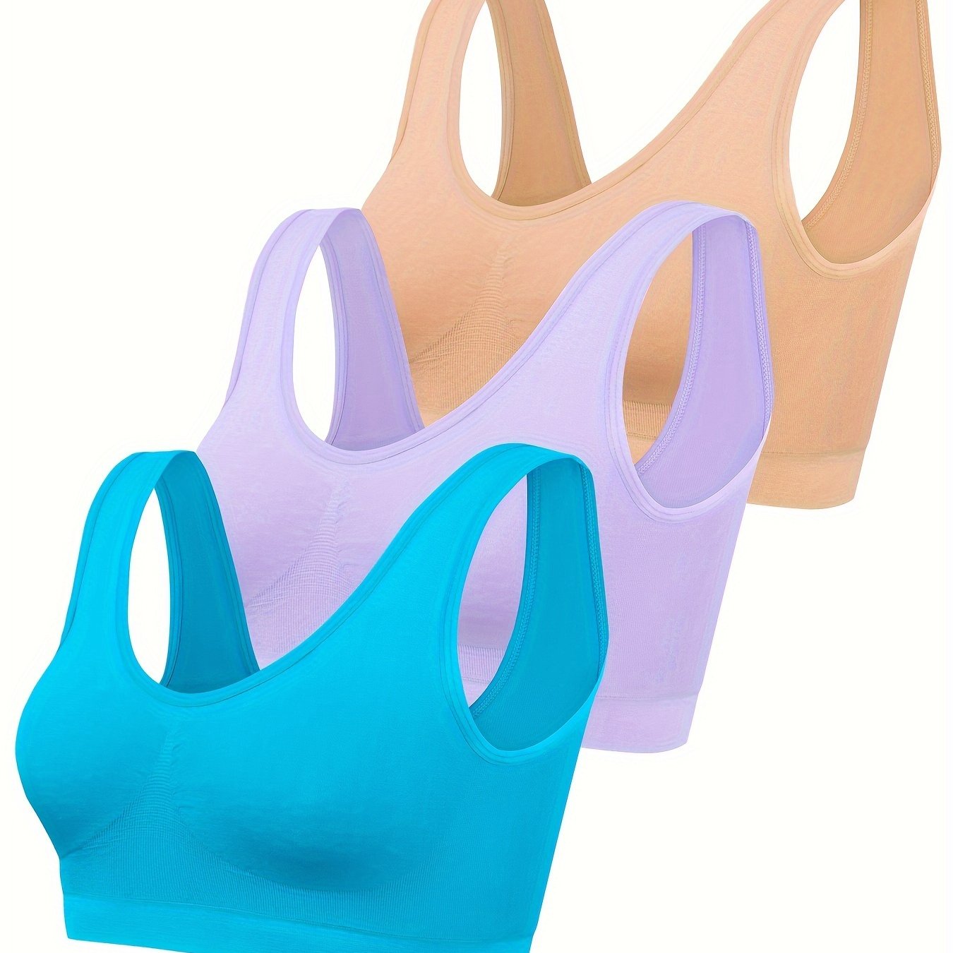 Eva | 3er Set aus einfarbigen Tanktops und nahtlosem Sport-BH