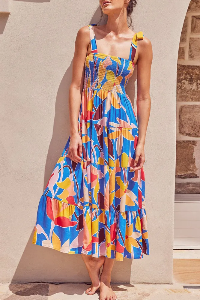 Kleid mit Print, schmalen Trägern und modischen Bohemian-Prints