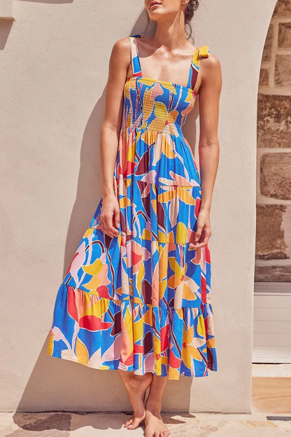 Kleid mit Print, schmalen Trägern und modischen Bohemian-Prints