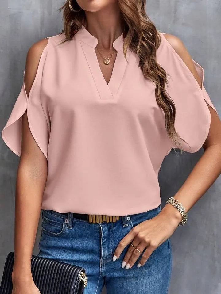 Bluse - Einfarbig mit Kerben - Hochwertige Materialien - Perfekt für jede Gelegenheit