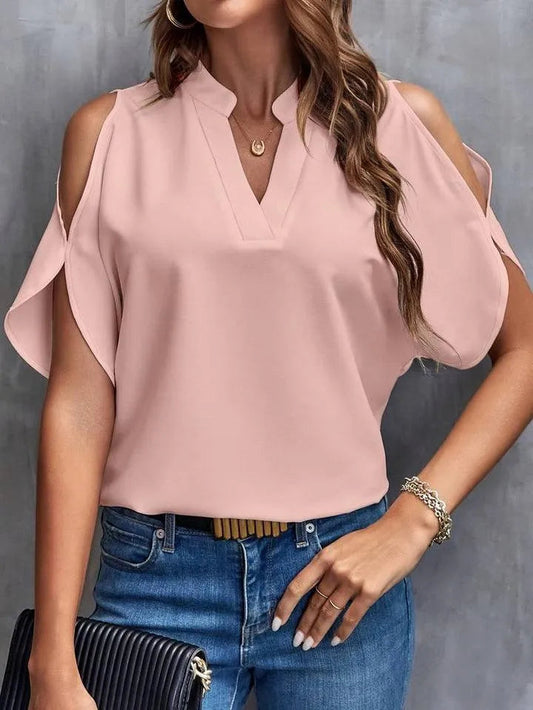Bluse - Einfarbig mit Kerben - Hochwertige Materialien - Perfekt für jede Gelegenheit