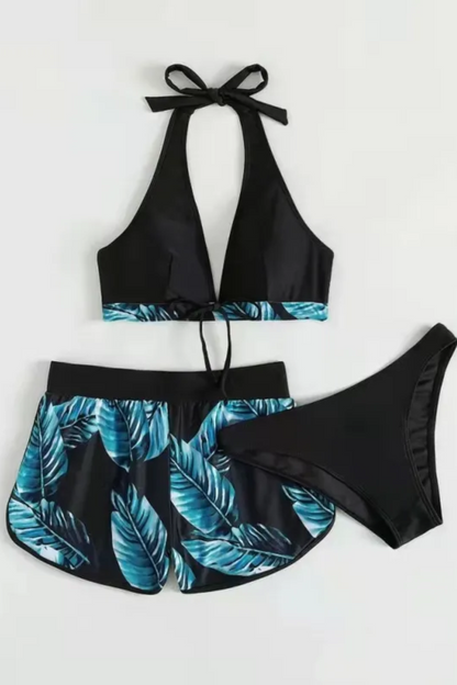 Ava | 3-teiliges Bikini-Set mit Blattdruck für Damen