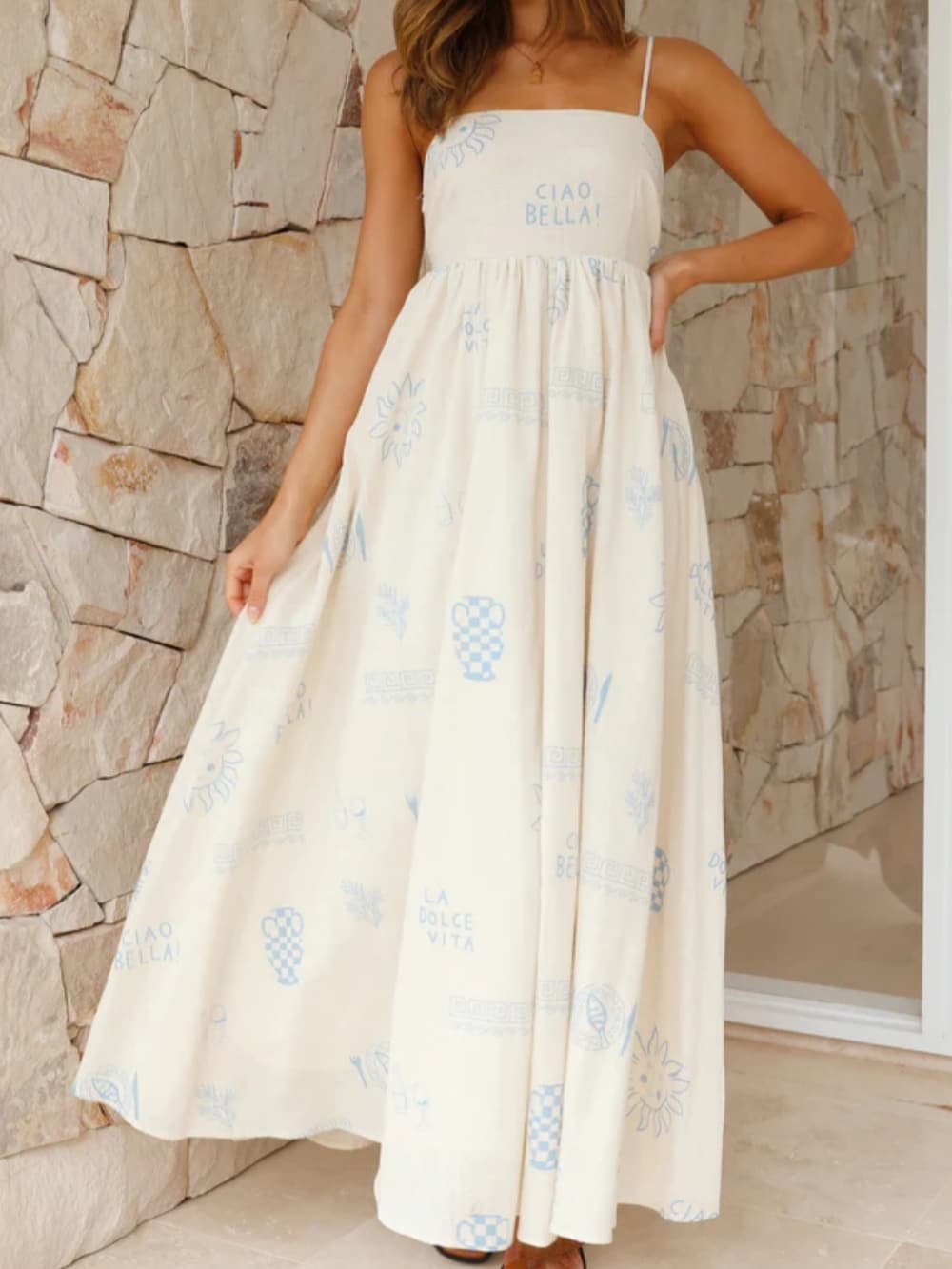Emersyn - Cooles fallendes Neckholder-Maxikleid mit Spaghetti-Trägern