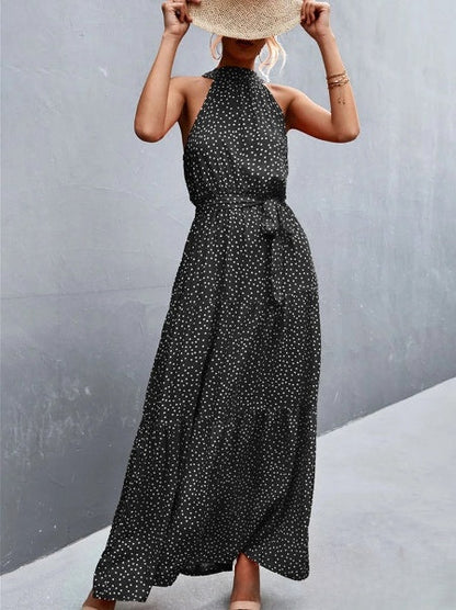 Bestseller-Overallkleid mit Trägern und halbhohem Ausschnitt mit wellenförmigem Punktprint