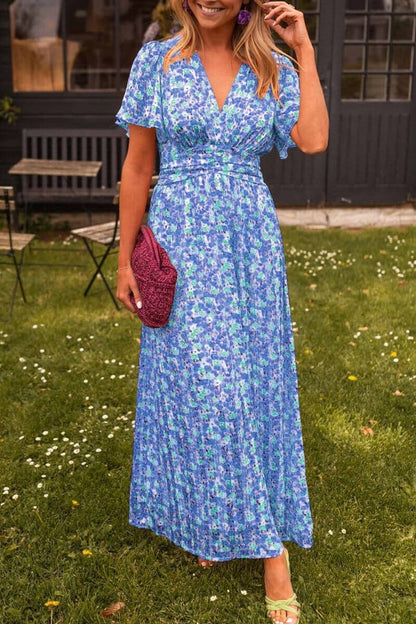 Elegantes langes Kleid mit V-Ausschnitt für Damen für Sommerpartys