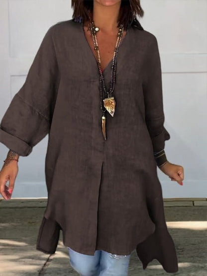 Damenhemdkleid aus Baumwollleinen für die Freizeit