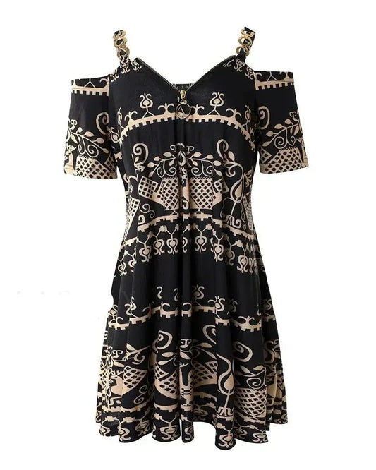 Alvera - Trägerloses Kleid aus Mesh mit Tribal-Print